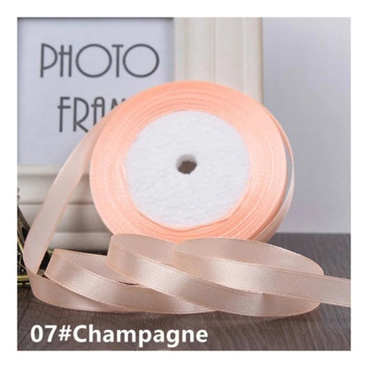 22m 10mm-15mm Polyester Ribbon for Crafts Bow Gift Wrapping Party Wedding Hair - Champagne 15mm - Asia Sell
