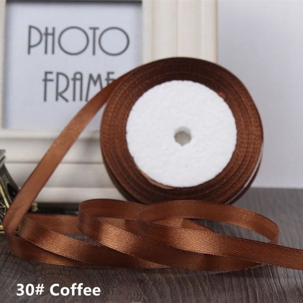 22m 10mm-15mm Polyester Ribbon for Crafts Bow Gift Wrapping Party Wedding Hair - Coffee 15mm - Asia Sell