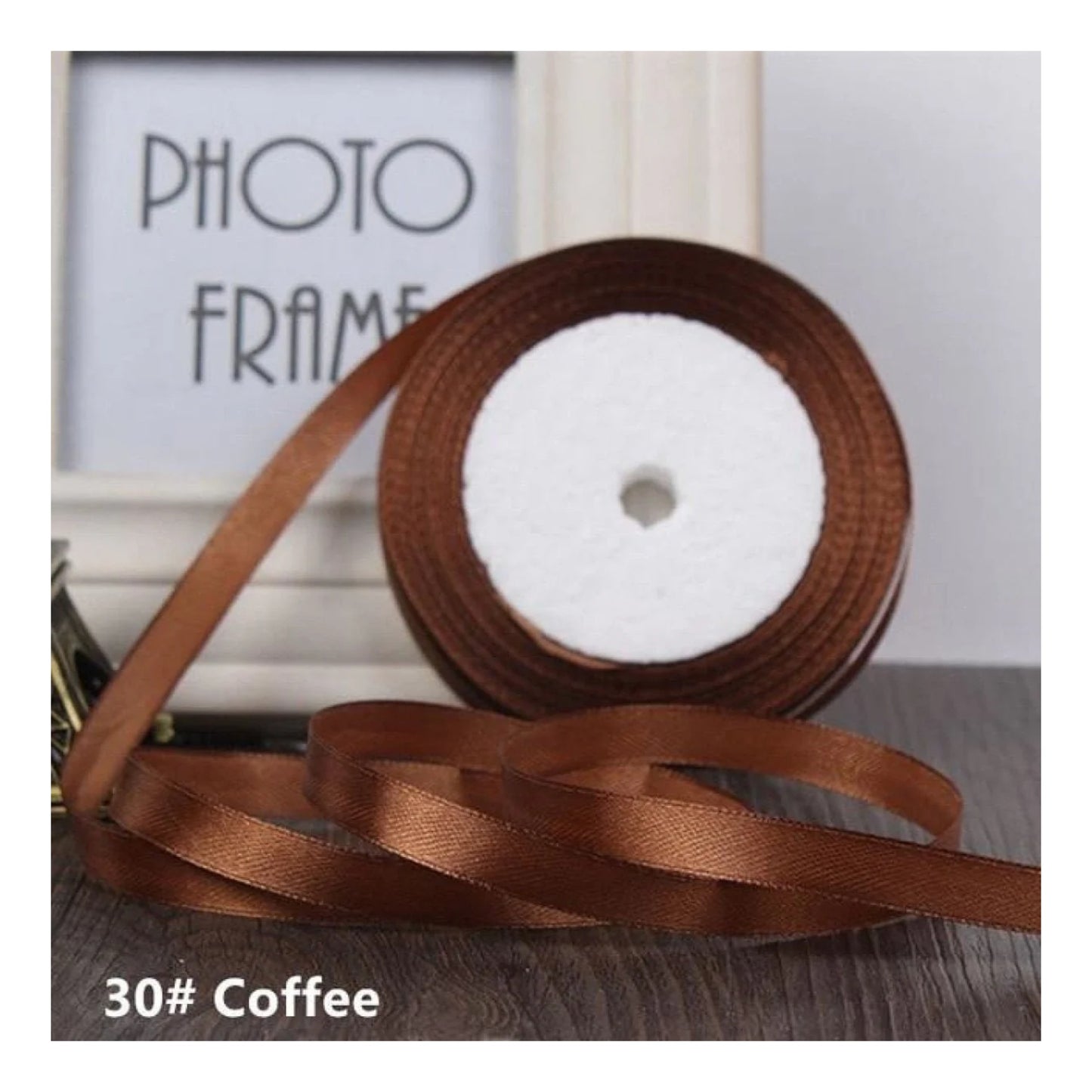 22m 10mm-15mm Polyester Ribbon for Crafts Bow Gift Wrapping Party Wedding Hair - Coffee 15mm - Asia Sell