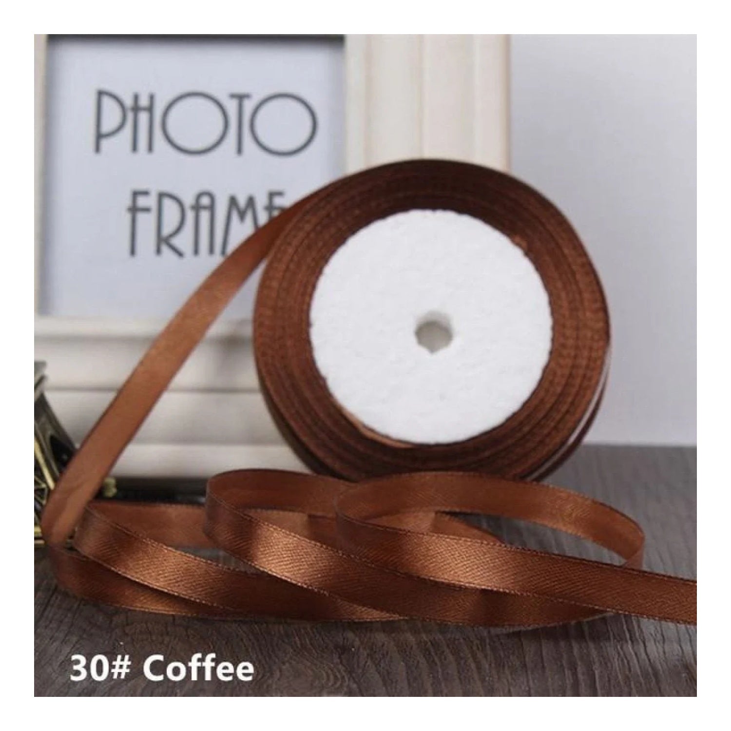 22m 10mm-15mm Polyester Ribbon for Crafts Bow Gift Wrapping Party Wedding Hair - Coffee 15mm - Asia Sell