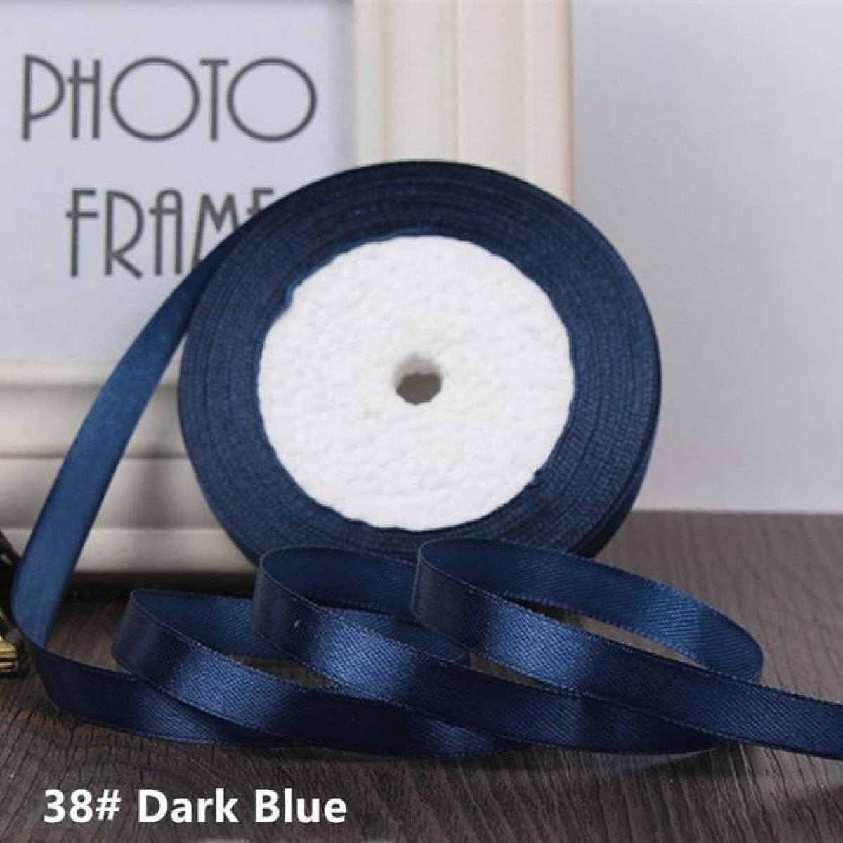 22m 10mm-15mm Polyester Ribbon for Crafts Bow Gift Wrapping Party Wedding Hair - Dark Blue 10mm - Asia Sell