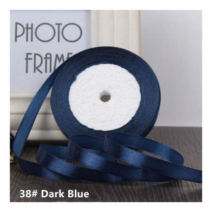 22m 10mm-15mm Polyester Ribbon for Crafts Bow Gift Wrapping Party Wedding Hair - Dark Blue 10mm - Asia Sell