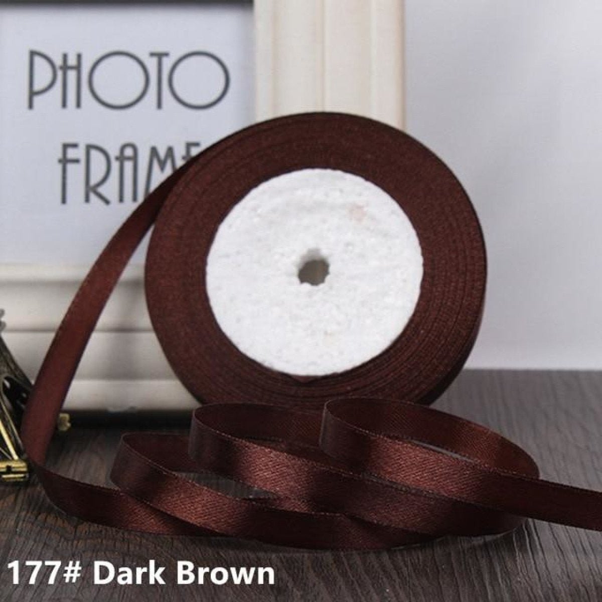 22m 10mm-15mm Polyester Ribbon for Crafts Bow Gift Wrapping Party Wedding Hair - Dark Brown 15mm - Asia Sell