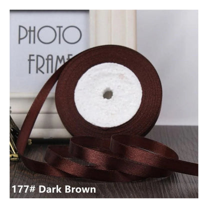 22m 10mm-15mm Polyester Ribbon for Crafts Bow Gift Wrapping Party Wedding Hair - Dark Brown 15mm - Asia Sell