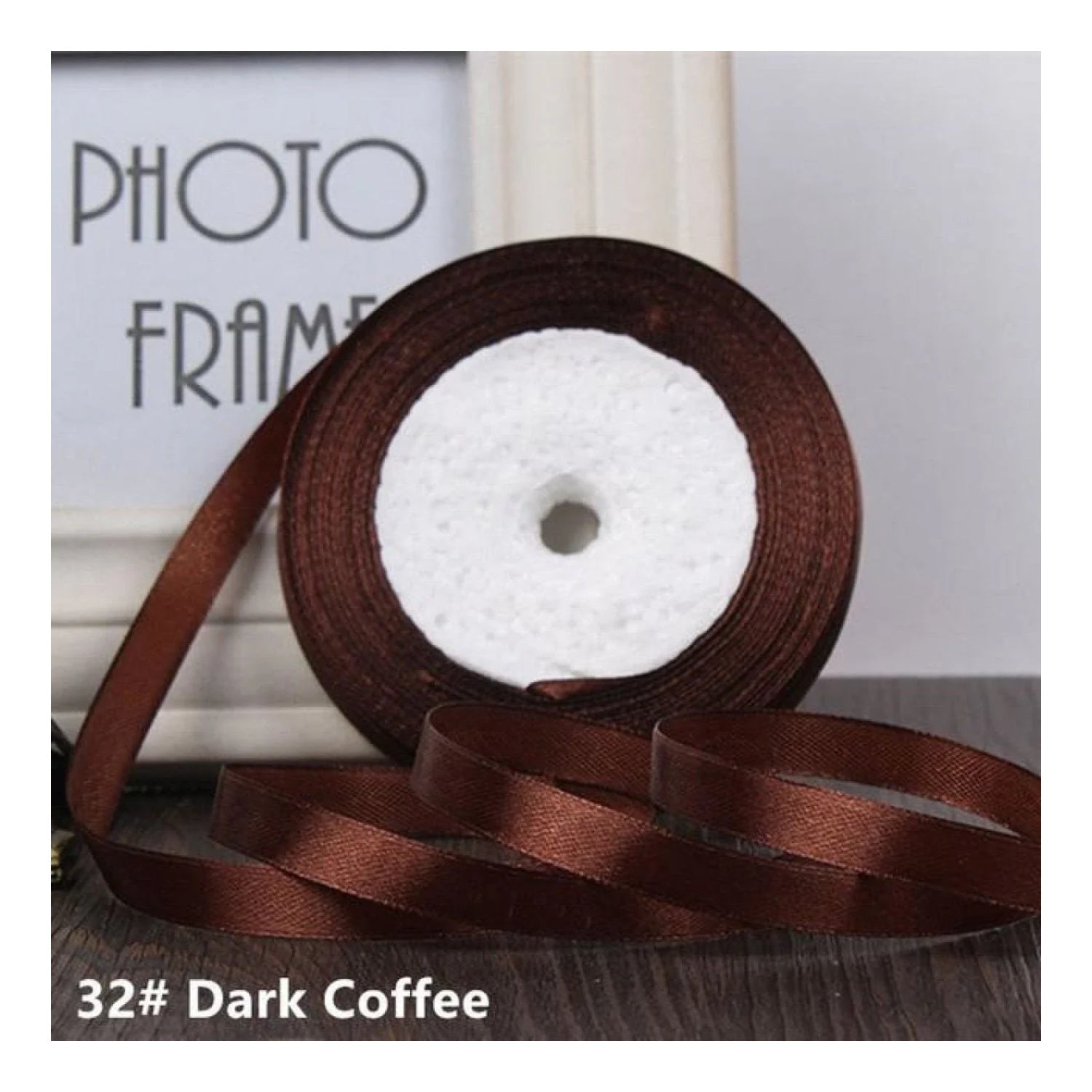 22m 10mm-15mm Polyester Ribbon for Crafts Bow Gift Wrapping Party Wedding Hair - Dark Coffee 15mm - Asia Sell