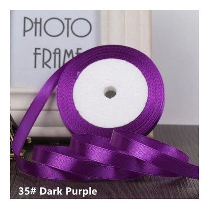 22m 10mm-15mm Polyester Ribbon for Crafts Bow Gift Wrapping Party Wedding Hair - Dark Purple 15mm - Asia Sell