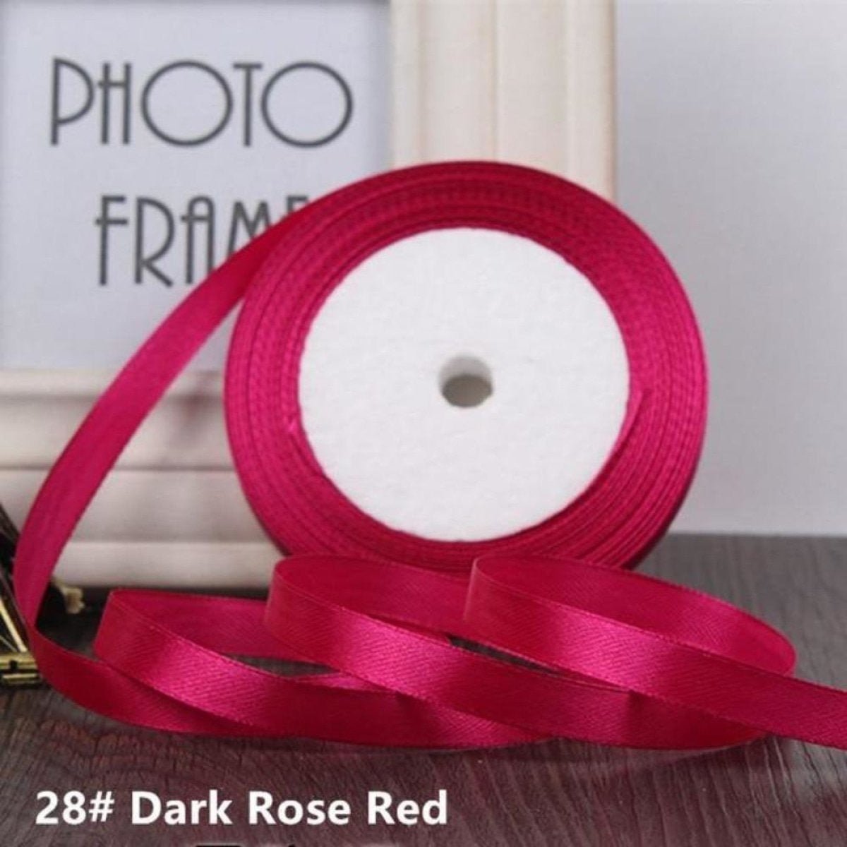 22m 10mm-15mm Polyester Ribbon for Crafts Bow Gift Wrapping Party Wedding Hair - Dark Rose Red 10mm - Asia Sell