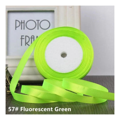 22m 10mm-15mm Polyester Ribbon for Crafts Bow Gift Wrapping Party Wedding Hair - Fluorescent Green 15mm - Asia Sell