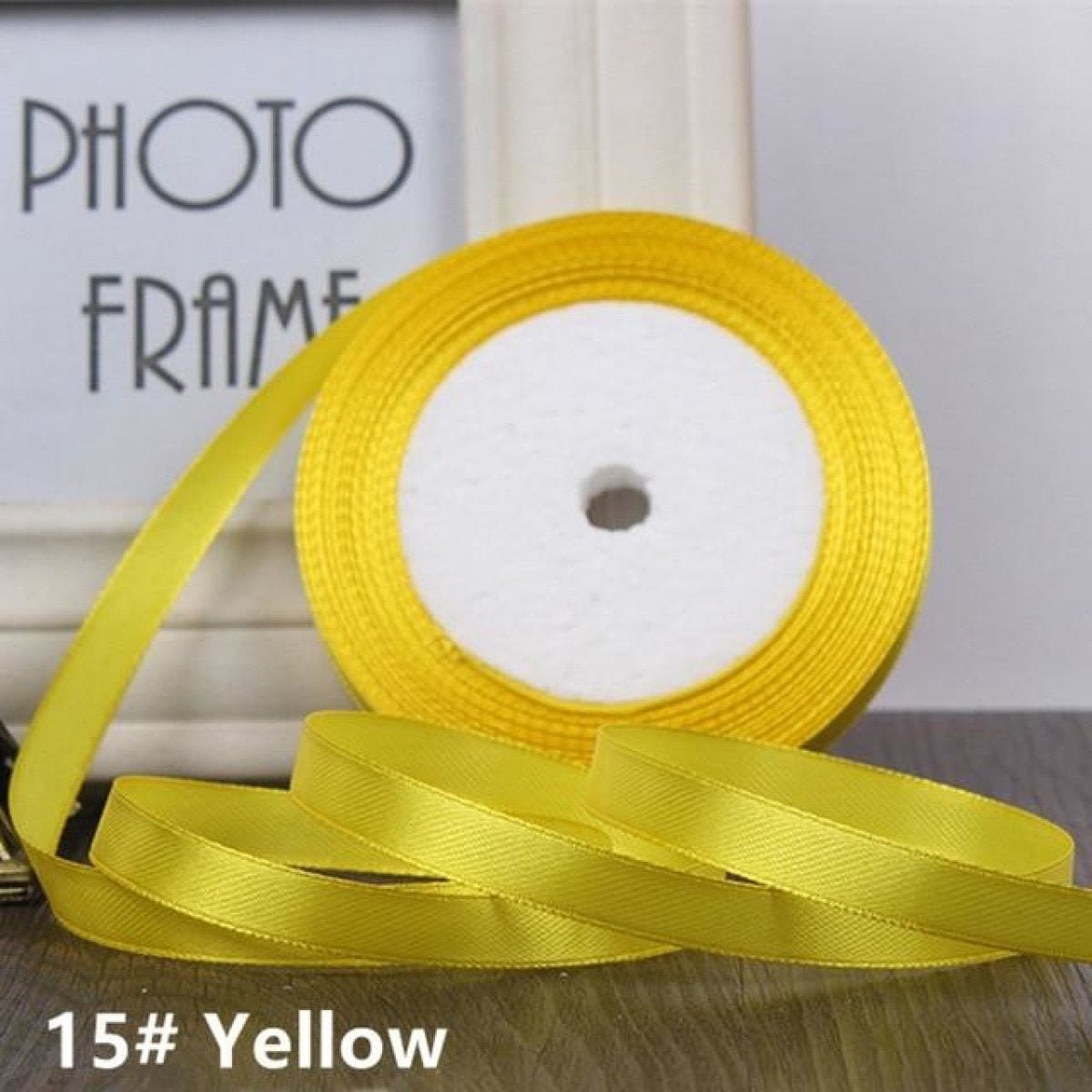 22m 10mm-15mm Polyester Ribbon for Crafts Bow Gift Wrapping Party Wedding Hair - Gold Yellow 10mm - Asia Sell