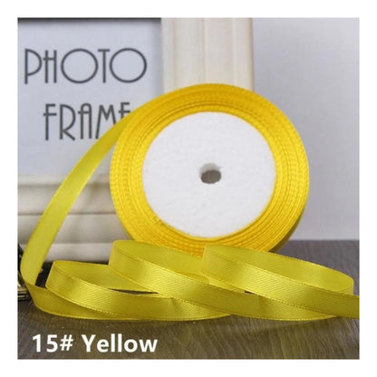 22m 10mm-15mm Polyester Ribbon for Crafts Bow Gift Wrapping Party Wedding Hair - Gold Yellow 10mm - Asia Sell