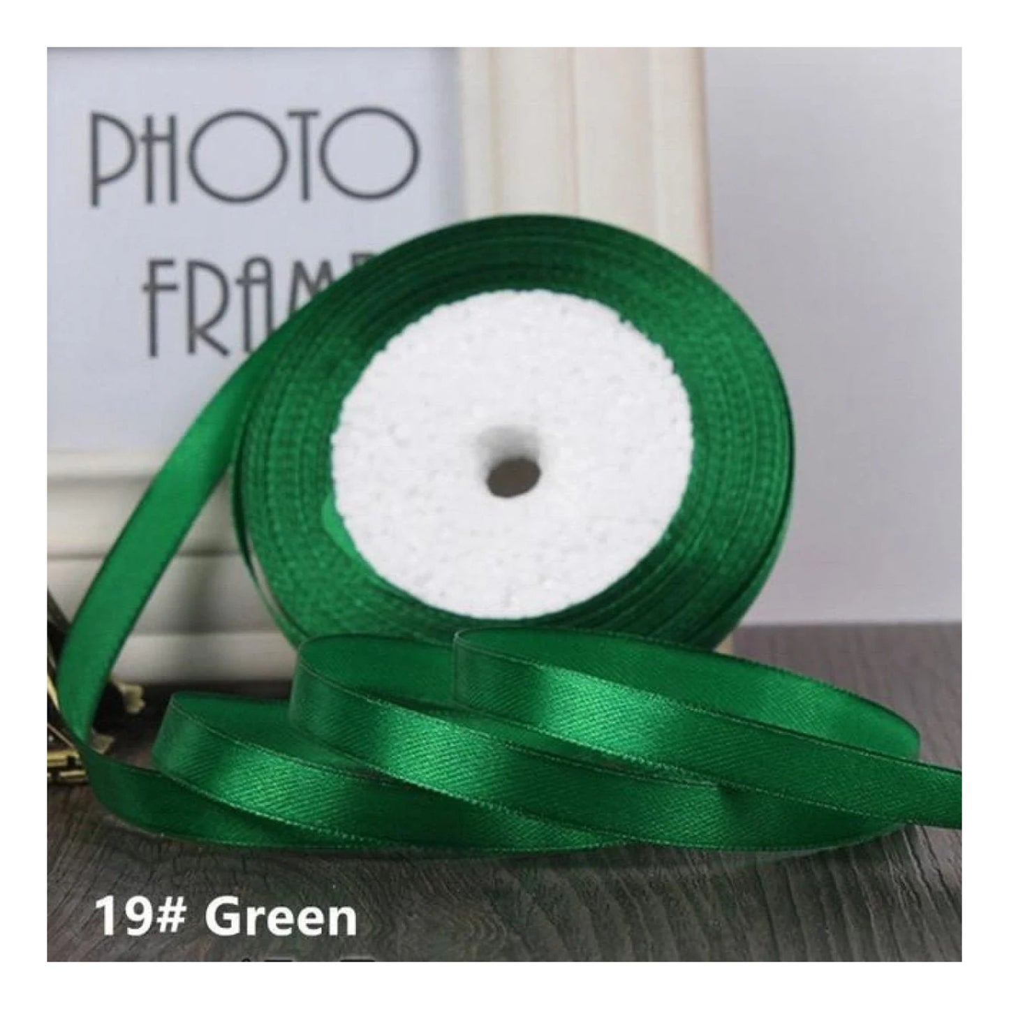 22m 10mm-15mm Polyester Ribbon for Crafts Bow Gift Wrapping Party Wedding Hair - Green 10mm - Asia Sell