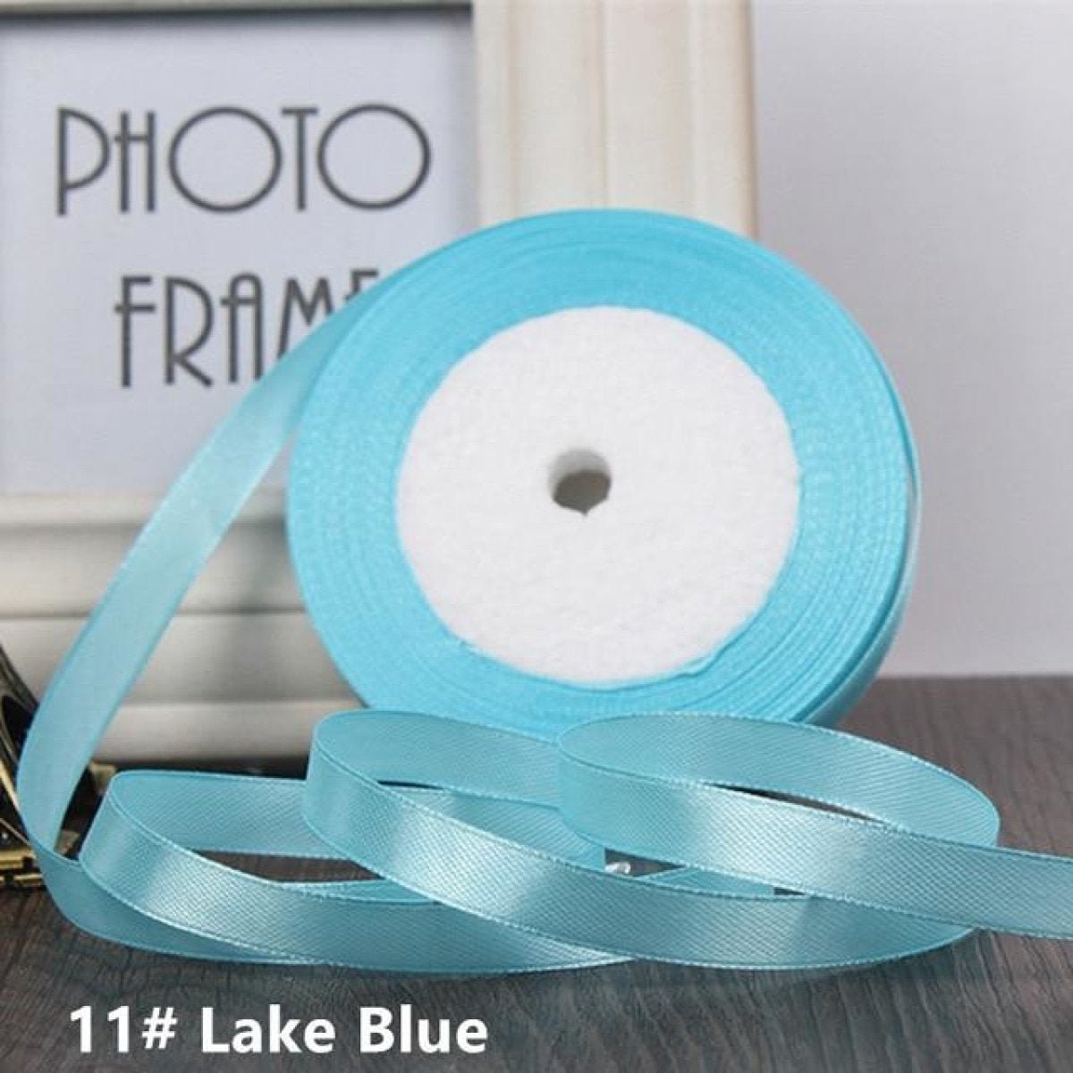 22m 10mm-15mm Polyester Ribbon for Crafts Bow Gift Wrapping Party Wedding Hair - Lake Blue 15mm - Asia Sell