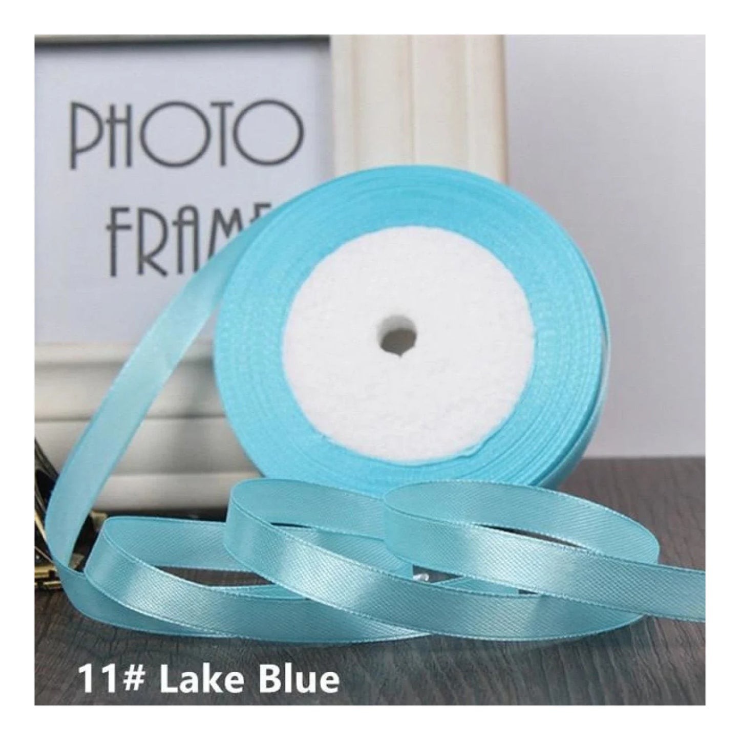 22m 10mm-15mm Polyester Ribbon for Crafts Bow Gift Wrapping Party Wedding Hair - Lake Blue 15mm - Asia Sell