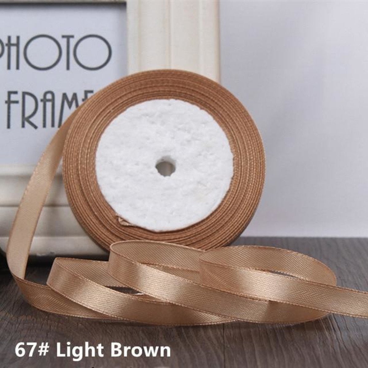 22m 10mm-15mm Polyester Ribbon for Crafts Bow Gift Wrapping Party Wedding Hair - Light Brown 15mm - Asia Sell