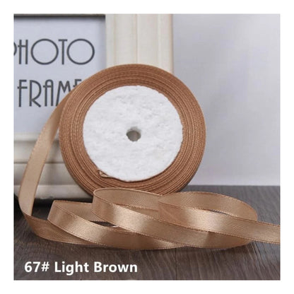 22m 10mm-15mm Polyester Ribbon for Crafts Bow Gift Wrapping Party Wedding Hair - Light Brown 15mm - Asia Sell
