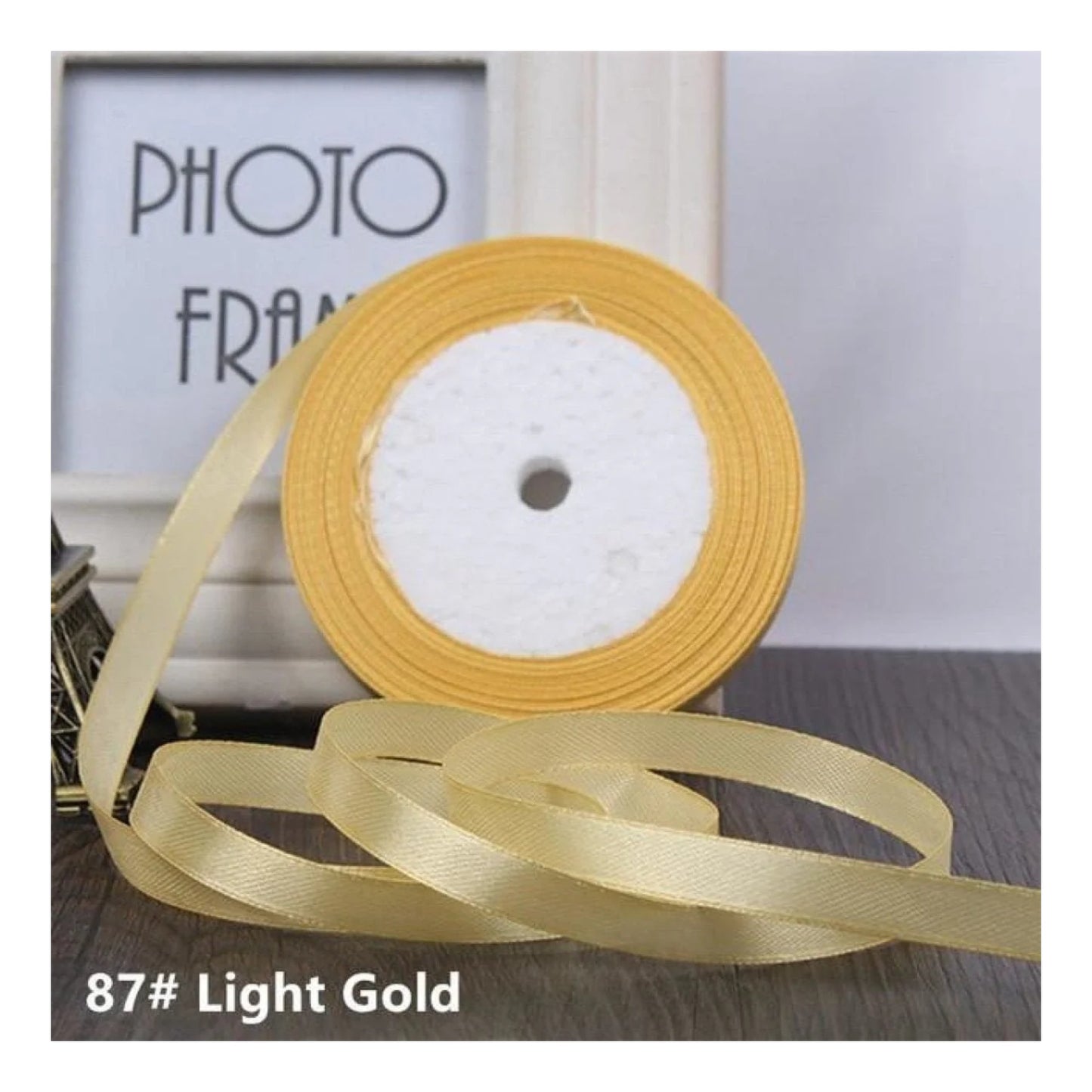 22m 10mm-15mm Polyester Ribbon for Crafts Bow Gift Wrapping Party Wedding Hair - Light Gold 15mm - Asia Sell