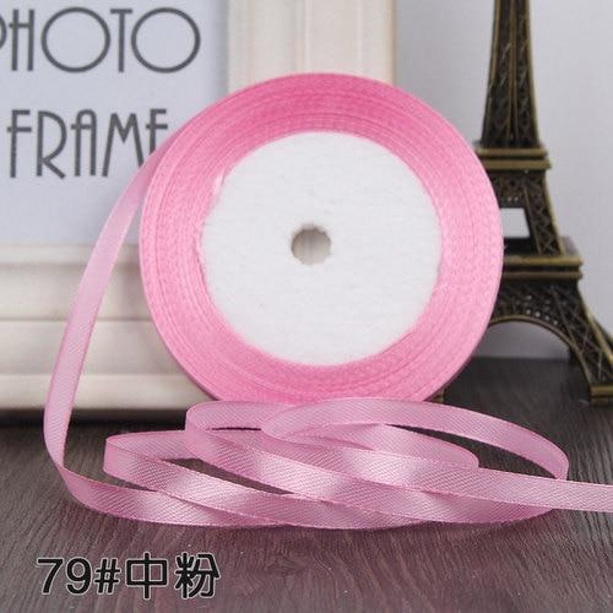 22m 10mm-15mm Polyester Ribbon for Crafts Bow Gift Wrapping Party Wedding Hair - Medium Pink 15mm - Asia Sell