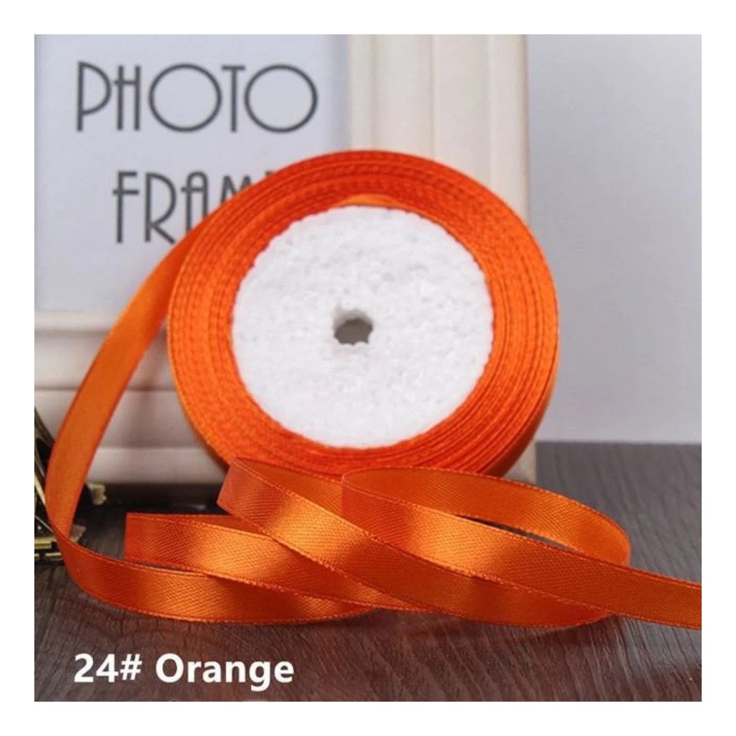22m 10mm-15mm Polyester Ribbon for Crafts Bow Gift Wrapping Party Wedding Hair - Orange 15mm - Asia Sell