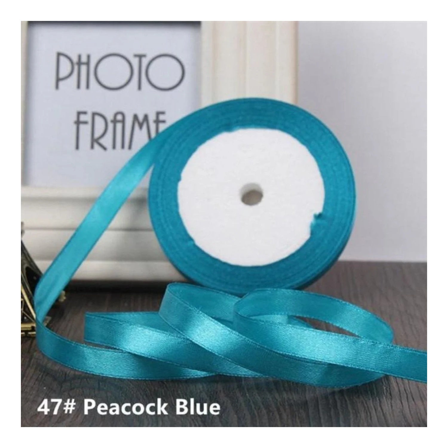 22m 10mm-15mm Polyester Ribbon for Crafts Bow Gift Wrapping Party Wedding Hair - Peacock Blue 10mm - Asia Sell