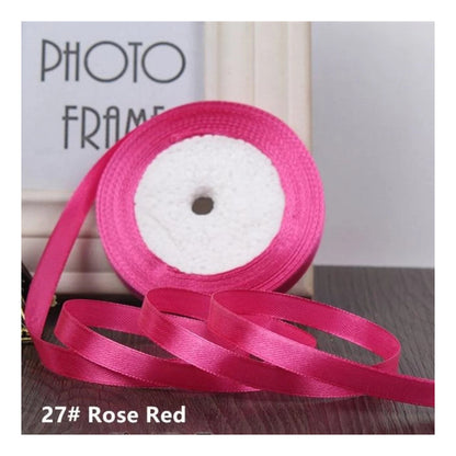 22m 10mm-15mm Polyester Ribbon for Crafts Bow Gift Wrapping Party Wedding Hair - Rose Red 15mm - Asia Sell