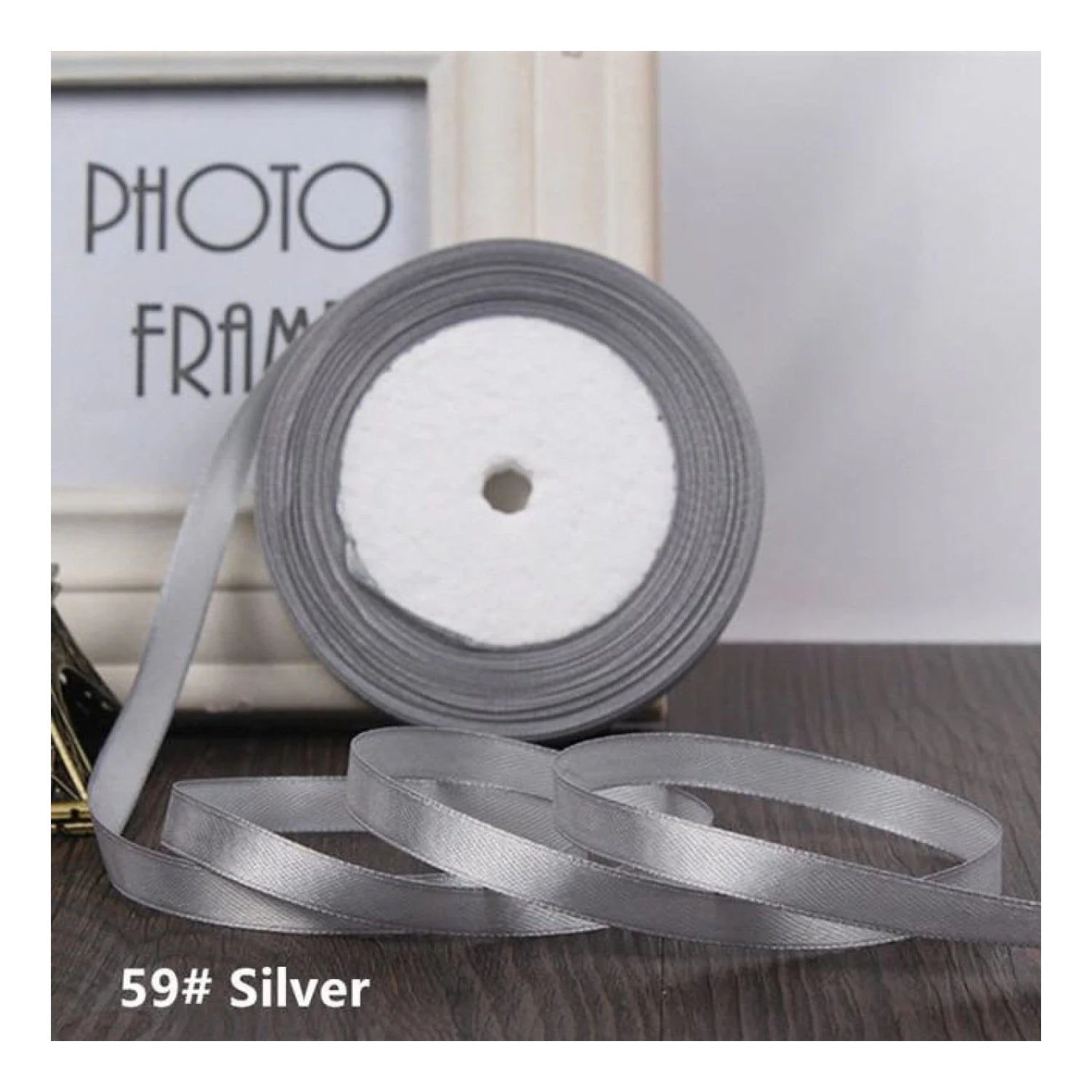 22m 10mm-15mm Polyester Ribbon for Crafts Bow Gift Wrapping Party Wedding Hair - Silver 15mm - Asia Sell