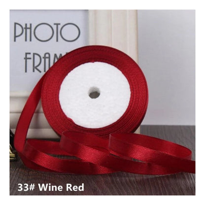 22m 10mm-15mm Polyester Ribbon for Crafts Bow Gift Wrapping Party Wedding Hair - Wine Red 15mm - Asia Sell