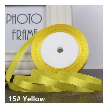 22m 10mm-15mm Polyester Ribbon for Crafts Bow Gift Wrapping Party Wedding Hair - Yellow 10mm - Asia Sell
