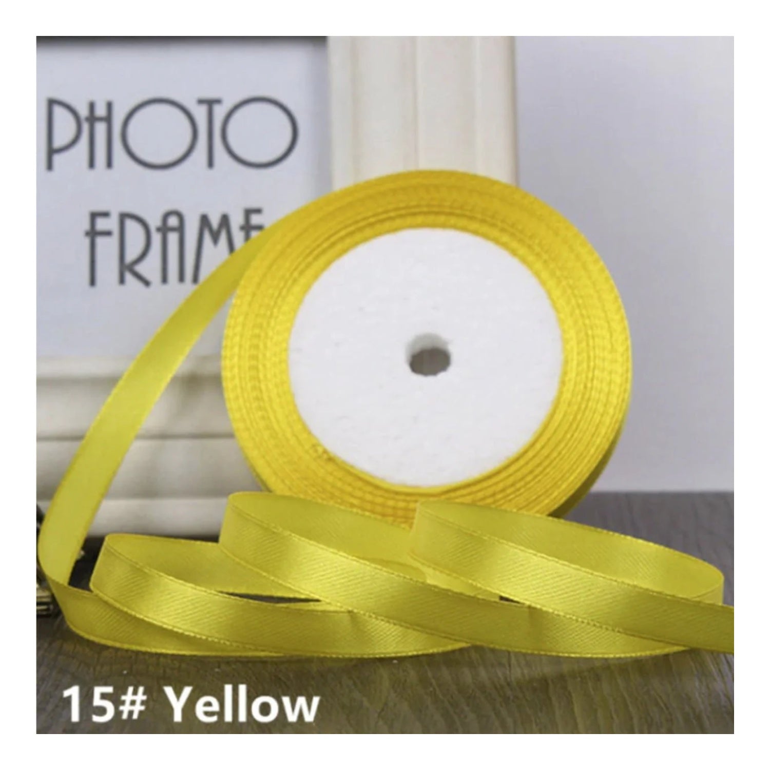 22m 10mm-15mm Polyester Ribbon for Crafts Bow Gift Wrapping Party Wedding Hair - Yellow 10mm - Asia Sell