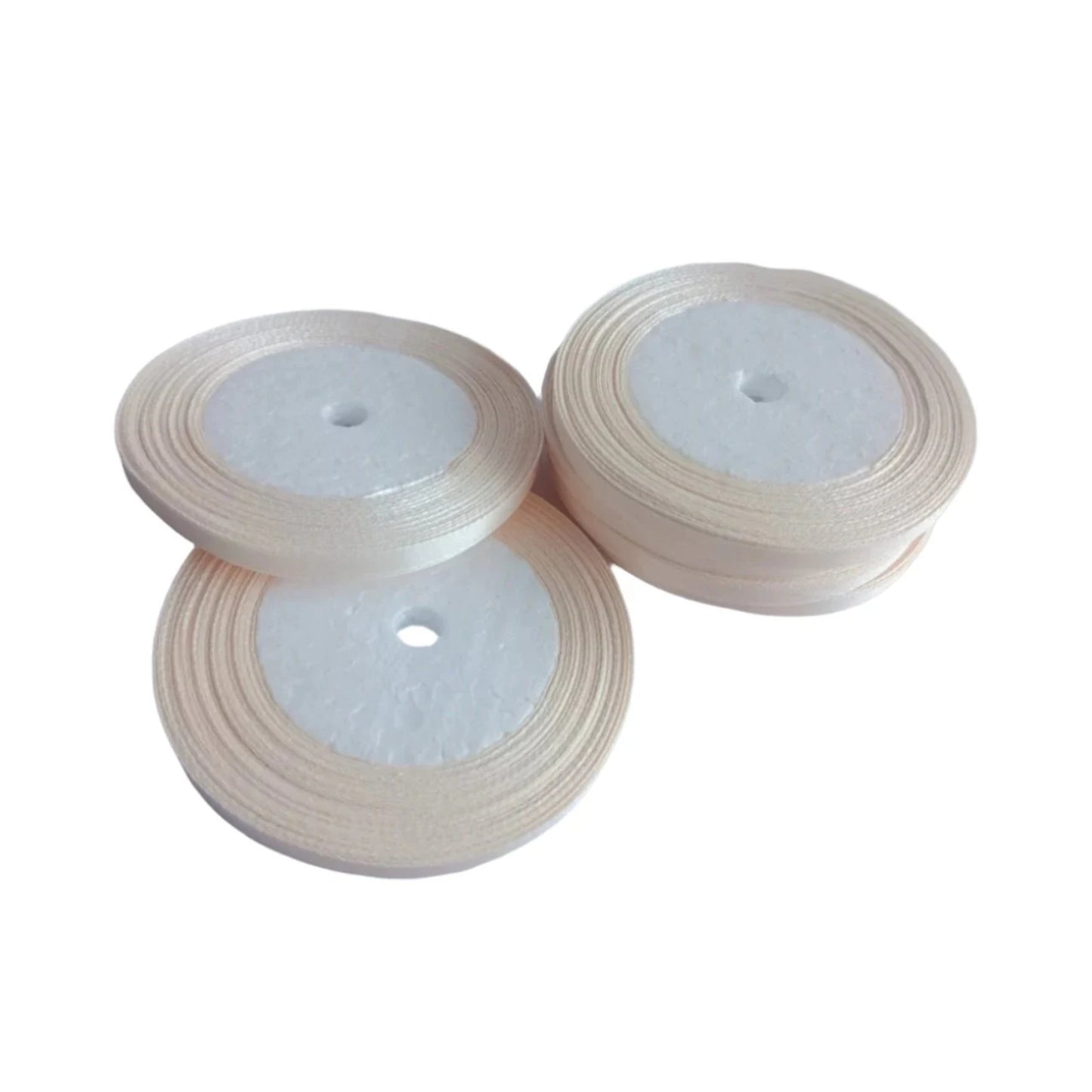 22m 6mm Polyester Ribbon for Crafts Bow Gift Wrapping Party Wedding Hair Christmas Decoration DIY - Beige - Asia Sell