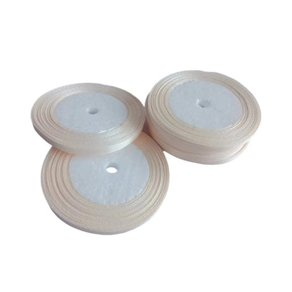 22m 6mm Polyester Ribbon for Crafts Bow Gift Wrapping Party Wedding Hair Christmas Decoration DIY - Beige - Asia Sell