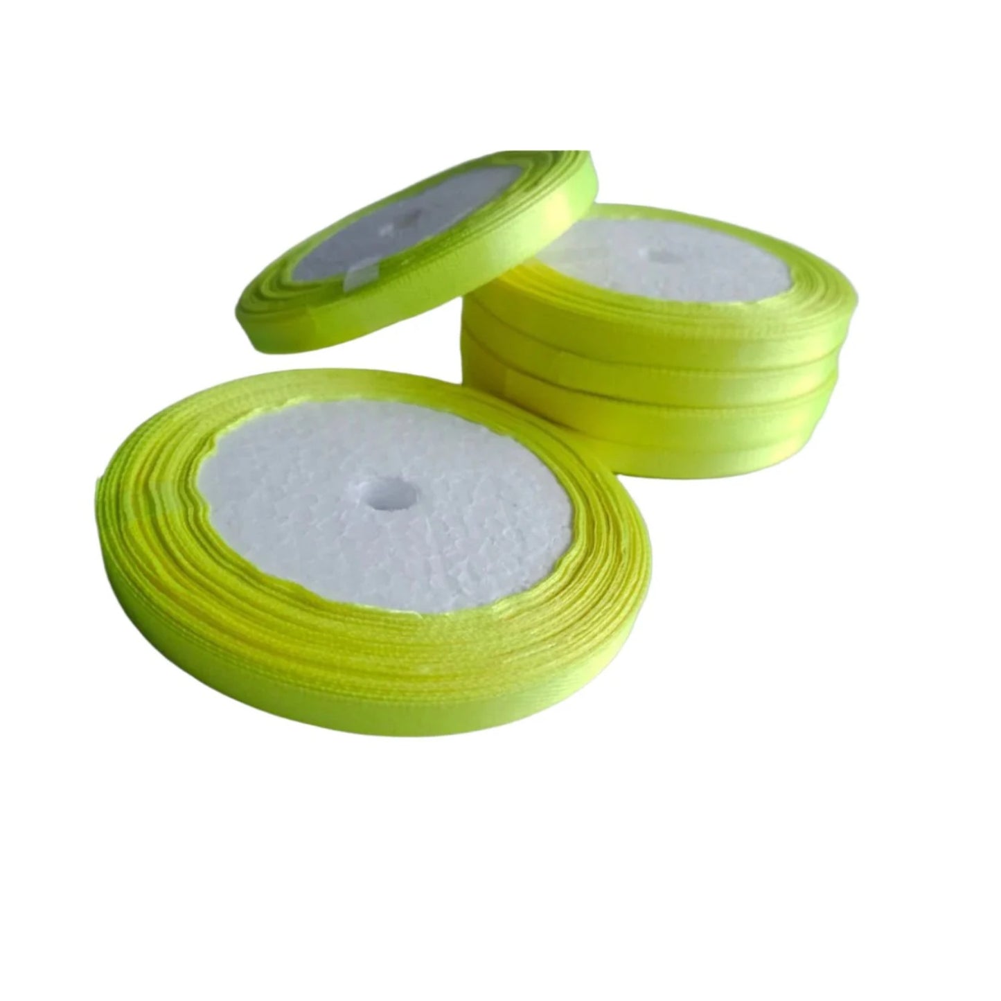 22m 6mm Polyester Ribbon for Crafts Bow Gift Wrapping Party Wedding Hair Christmas Decoration DIY - Fluorescent Yellow - Asia Sell