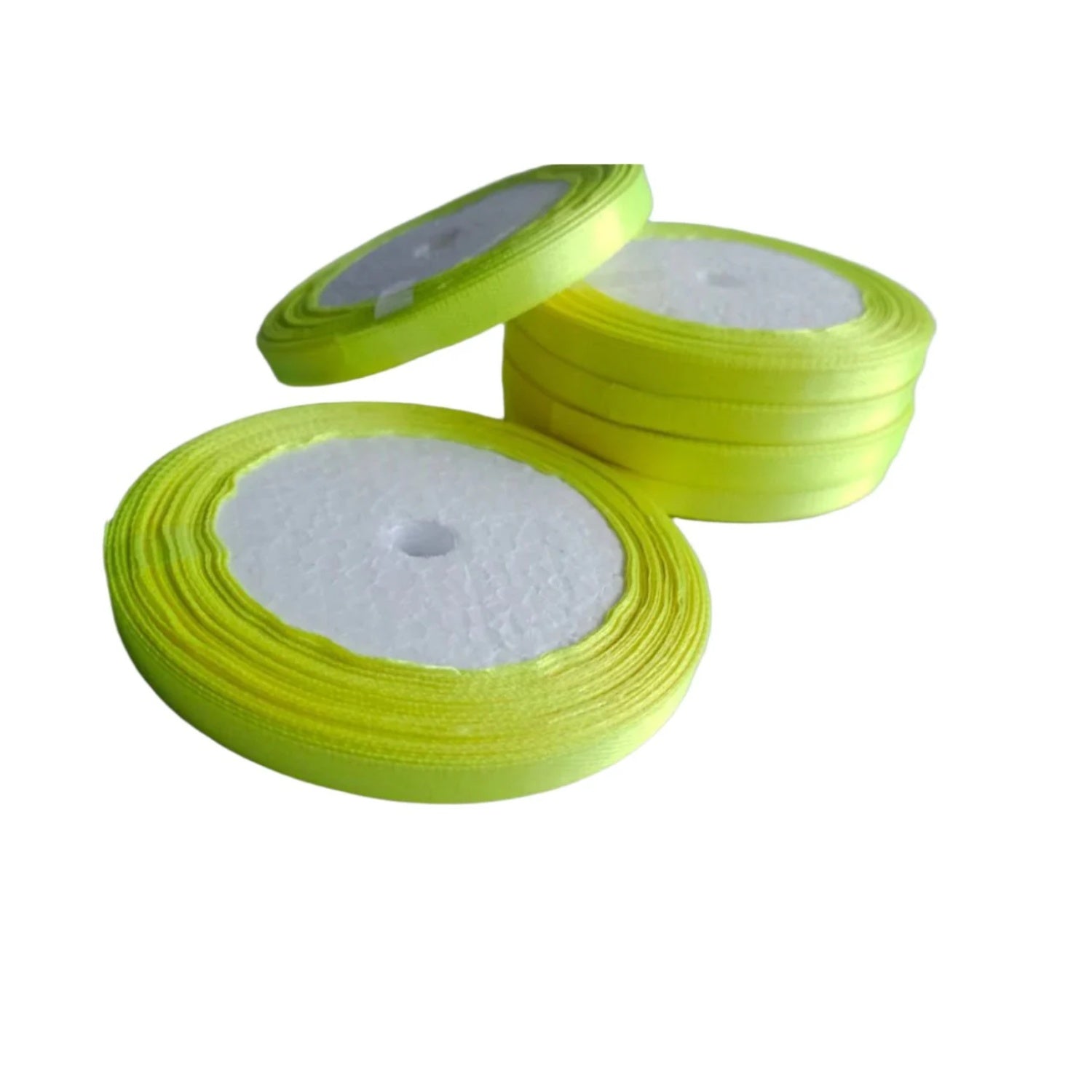 22m 6mm Polyester Ribbon for Crafts Bow Gift Wrapping Party Wedding Hair Christmas Decoration DIY - Fluorescent Yellow - Asia Sell
