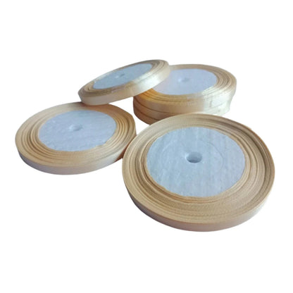22m 6mm Polyester Ribbon for Crafts Bow Gift Wrapping Party Wedding Hair Christmas Decoration DIY - Light Gold - Asia Sell