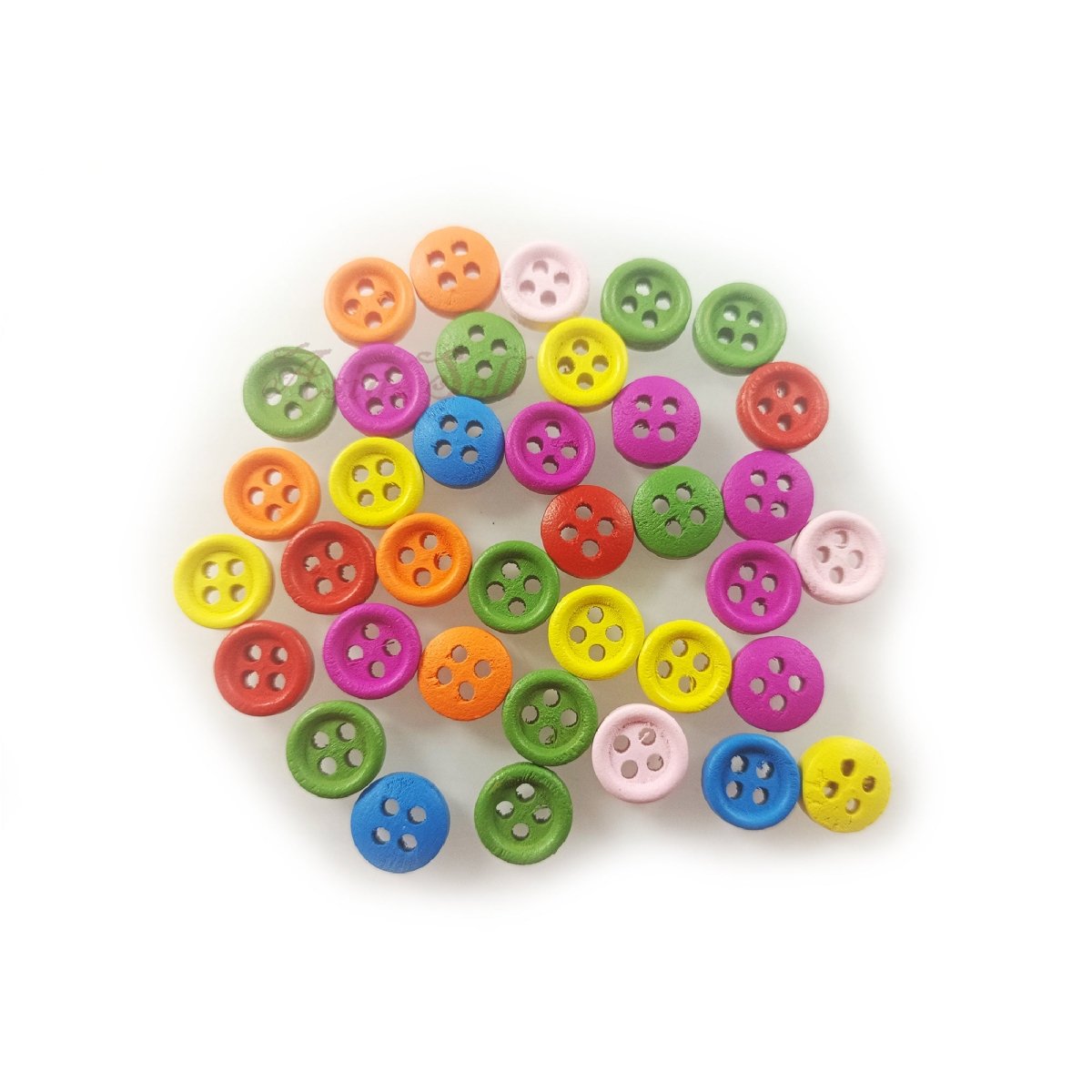 25-200pcs 9mm Wood Buttons 4-Holes Flatback Wooden Coloured - 25pcs - Asia Sell