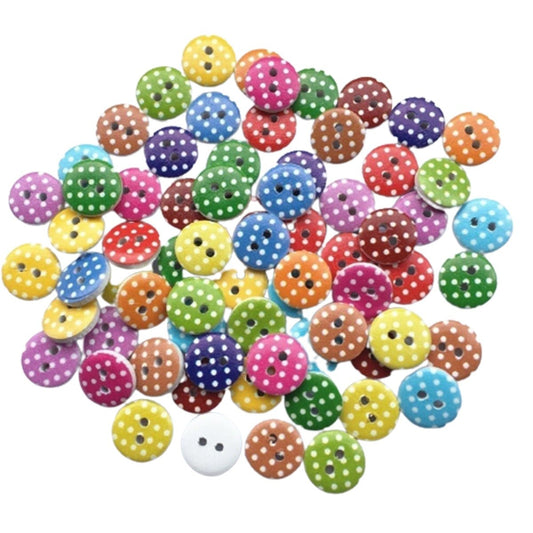 25pcs 13mm Round Dot Buttons Multicolour Dot Pattern Theme Colourful - - Asia Sell