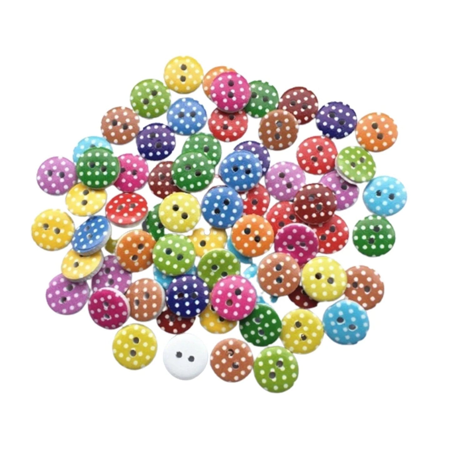 25pcs 13mm Round Dot Buttons Multicolour Dot Pattern Theme Colourful - - Asia Sell