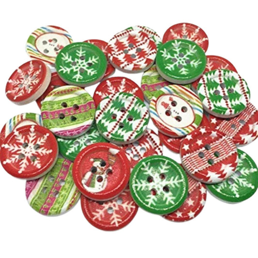 25pcs 18mm Round Christmas Patterns Buttons Scrapbooking Xmas Theme Buttons - - Asia Sell