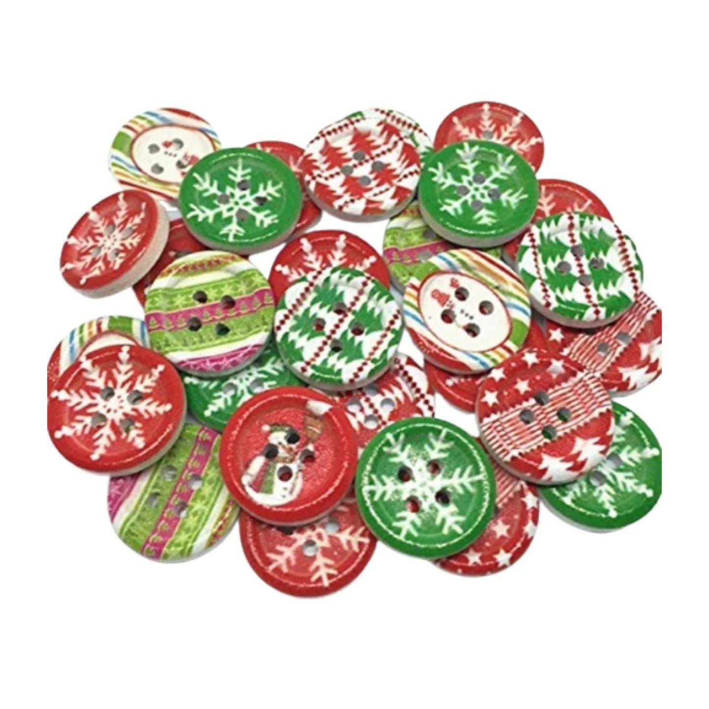 25pcs 18mm Round Christmas Patterns Buttons Scrapbooking Xmas Theme Buttons - - Asia Sell