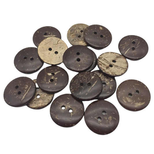 25pcs 2 Holes Clothing Buttons Coconut Shell Round Wooden 13-20mm Sewing - 15mm - Asia Sell