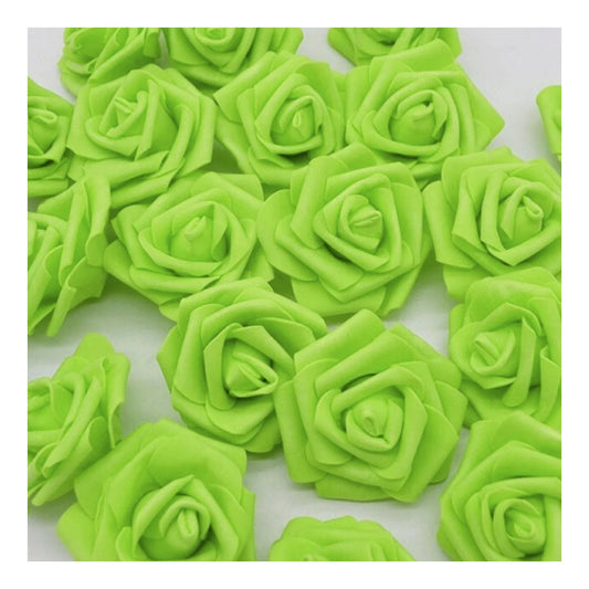 25pcs 6cm Foam Flowers Rose Artificial Wedding Bride Bouquet - Green - Asia Sell