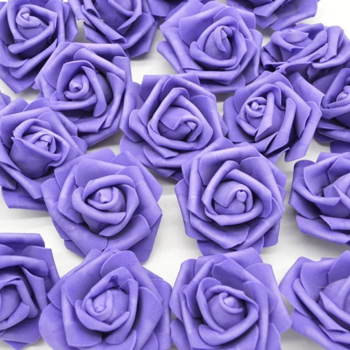 25pcs 6cm Foam Flowers Rose Artificial Wedding Bride Bouquet - Purple - - Asia Sell