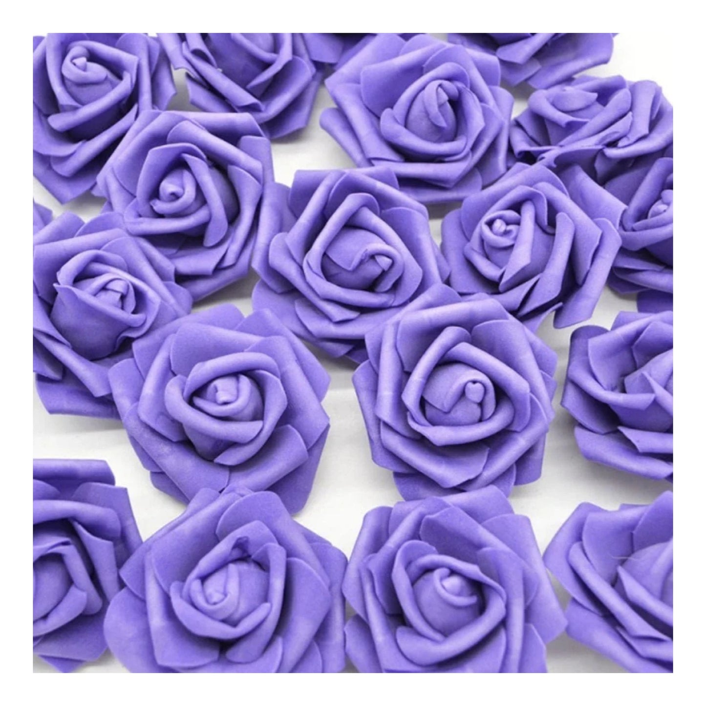 25pcs 6cm Foam Flowers Rose Artificial Wedding Bride Bouquet - Purple - Asia Sell