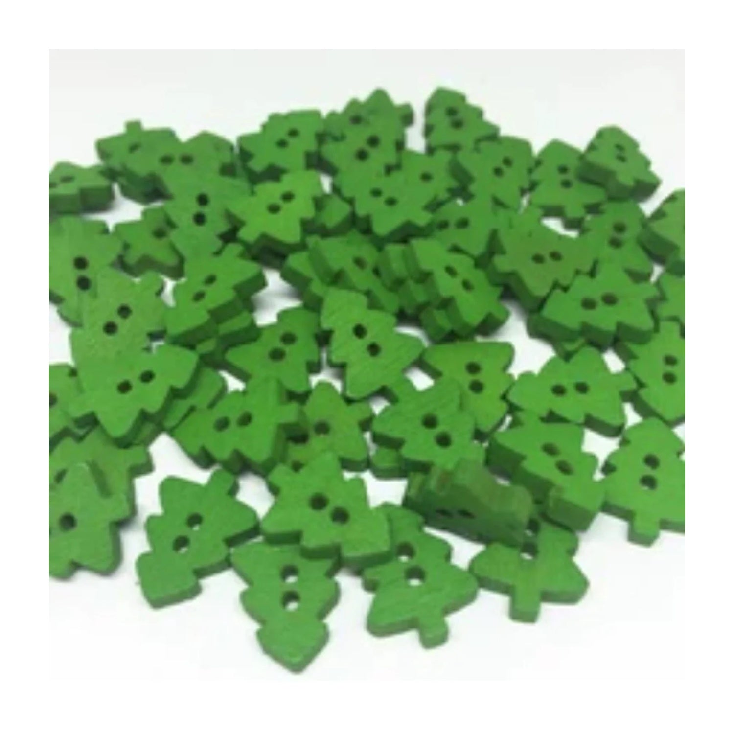 25pcs Christmas Tree Buttons Red Green White Wood 2 Holes Scrapbooking Crafts - Green - Asia Sell