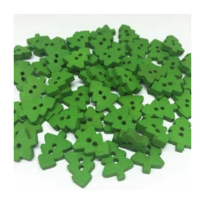 25pcs Christmas Tree Buttons Red Green White Wood 2 Holes Scrapbooking Crafts - Green - Asia Sell