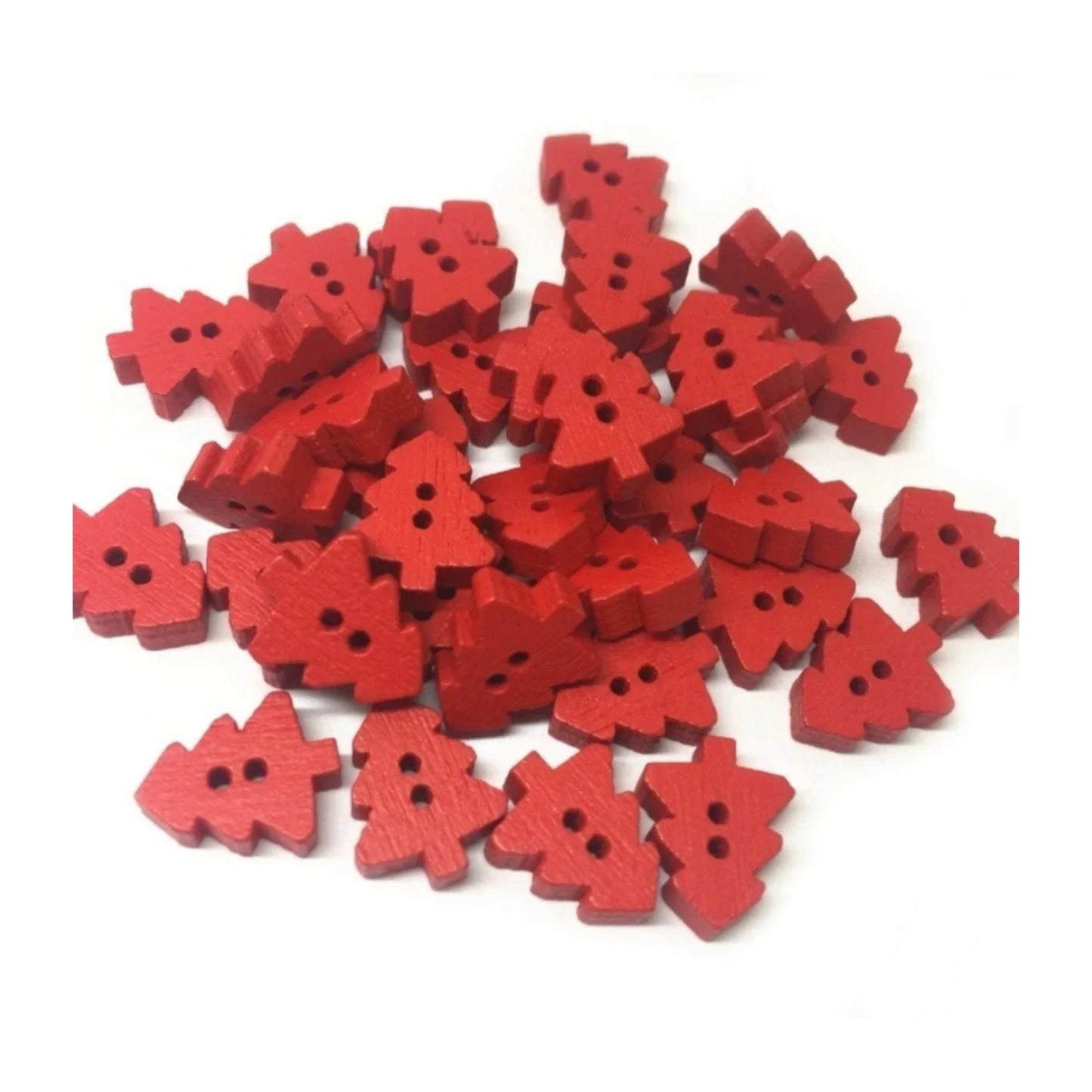 25pcs Christmas Tree Buttons Red Green White Wood 2 Holes Scrapbooking Crafts - Red - Asia Sell