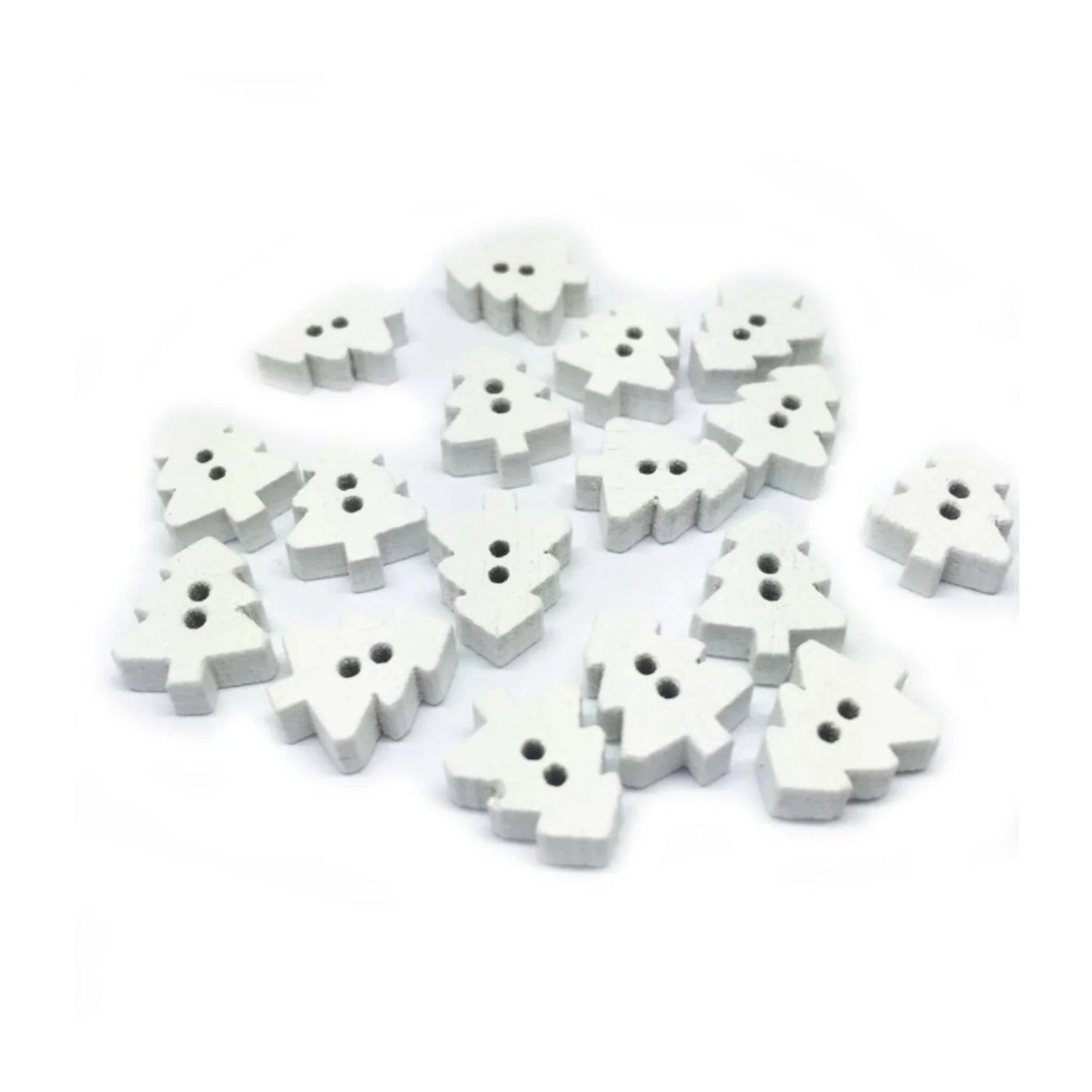 25pcs Christmas Tree Buttons Red Green White Wood 2 Holes Scrapbooking Crafts - White - Asia Sell
