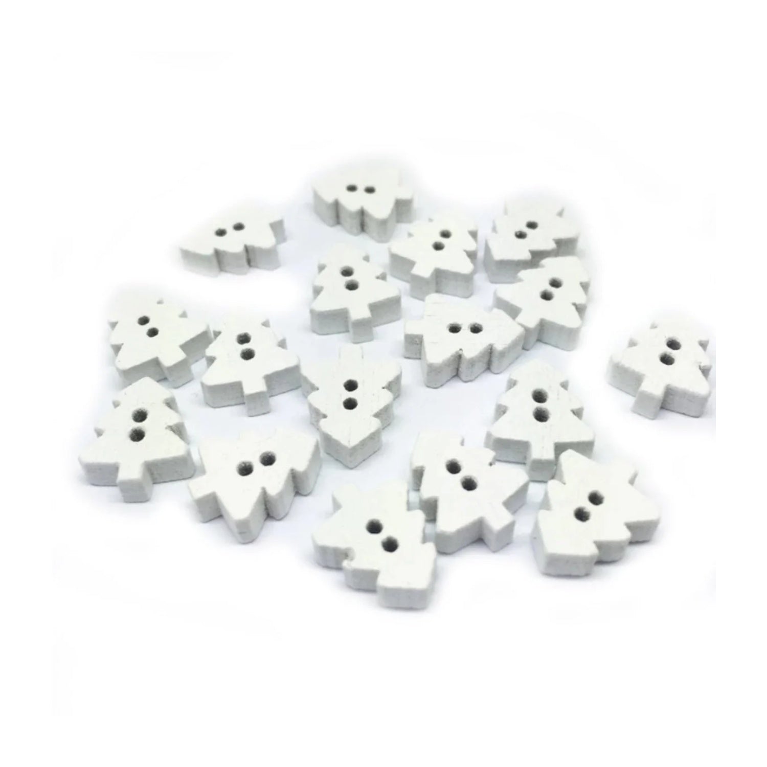 25pcs Christmas Tree Buttons Red Green White Wood 2 Holes Scrapbooking Crafts - White - Asia Sell