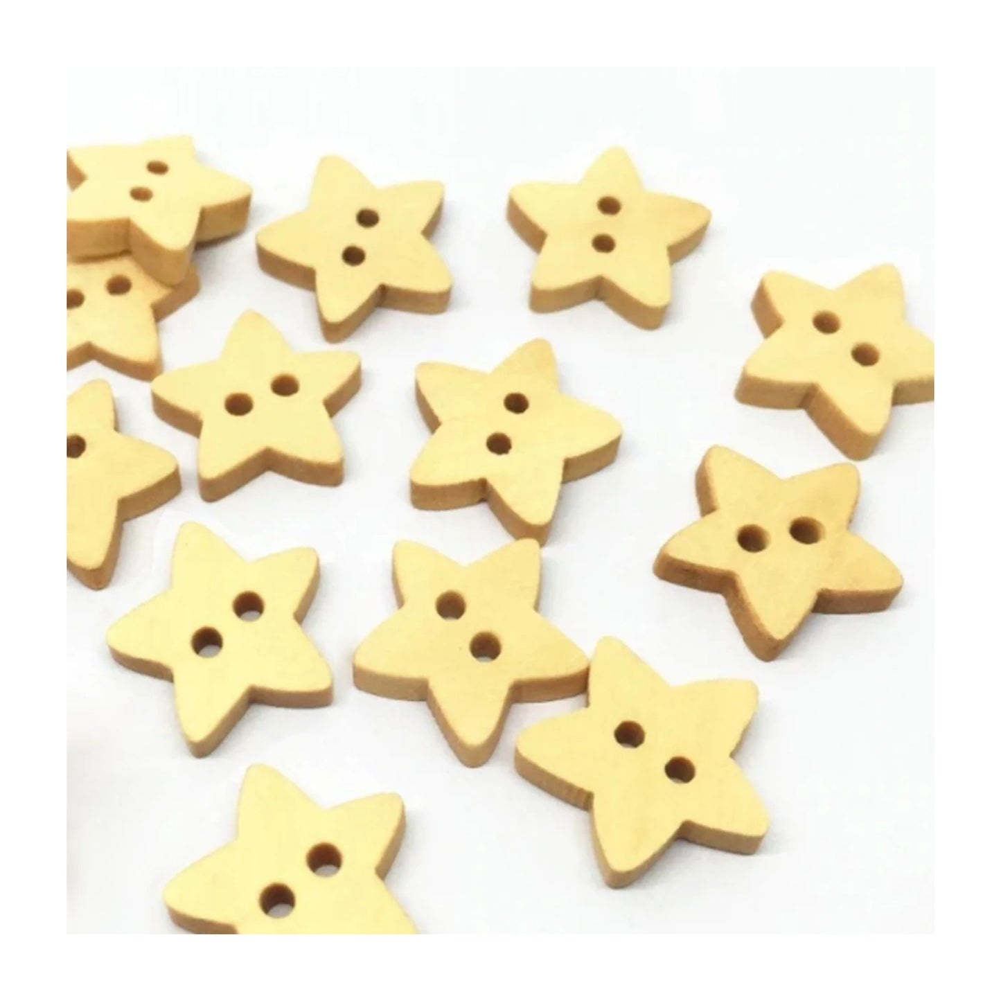 25pcs Star Wood Buttons 2 Holes Sewing Baby Clothing Wooden Button 13mm - - Asia Sell