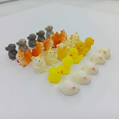 25pcs Tiny Animal Figurines Duck Squirrel Mouse Resin Charms Jewellery Findings