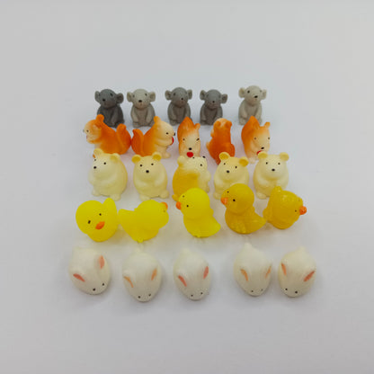 25pcs Tiny Animal Figurines Duck Squirrel Mouse Resin Charms Jewellery Findings